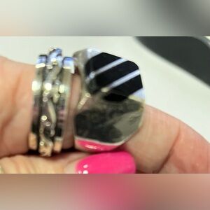 Sterling,BLACK ONYX ,Tribal Men’s Size 12 & 14, 925,Mexico & TN-68